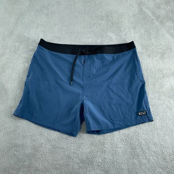 Bylt Mens Blue Swim Trunks Size 40 With Black Accents & Back Pocket 4723 - Picture 1 of 10